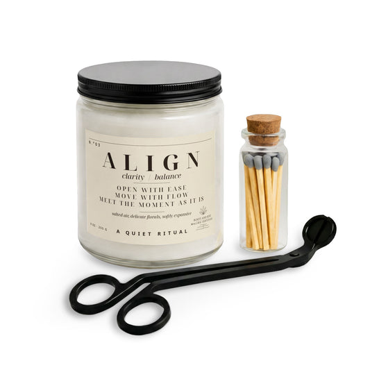 Align Scented Candle Set with Matches and Wick Trimmer | Amber Glass Jar