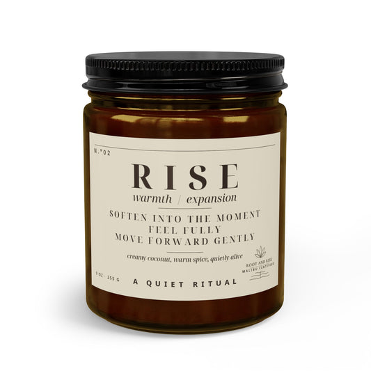 Rise scented candle set with matches and wick trimmer | soy jar candle, warm cozy scent